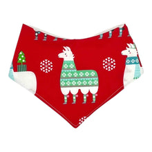 Load image into Gallery viewer, Bandana Bib in 'Feliz Llamadad Red'