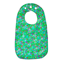 Load image into Gallery viewer, Floral patterned baby bib on a white background