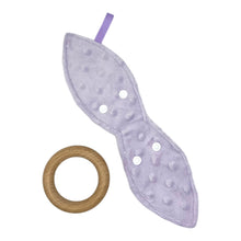 Load image into Gallery viewer, baby teething ring with patterned fabric backing.