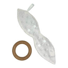 Load image into Gallery viewer, Baby teether backing, showing white textured minky fabric, and round wooden ring.