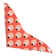 Load image into Gallery viewer, Baby bandana-style bib with zebra pattern on a coral pink background.