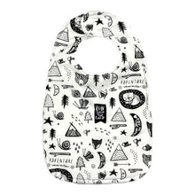 Load image into Gallery viewer, Baby bib with black and white pattern on a white background.