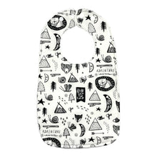 Load image into Gallery viewer, Baby bib with black and white pattern on a white background.