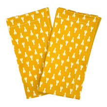 Load image into Gallery viewer, Two yellow napkins with white lobster pattern on a white background