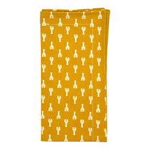 Load image into Gallery viewer, Yellow napkin with white lobster pattern on a white background