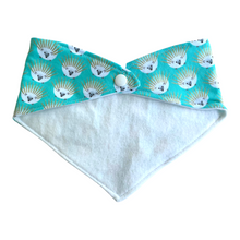 Load image into Gallery viewer, Bandana Bib in &quot;Glitter Critters in Turquoise&quot;
