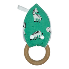 Load image into Gallery viewer, Crinkle Teether in 'Mint Zebras'