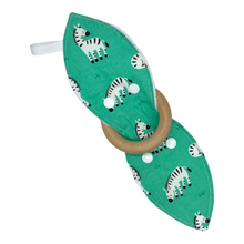 Load image into Gallery viewer, Crinkle Teether in 'Mint Zebras'