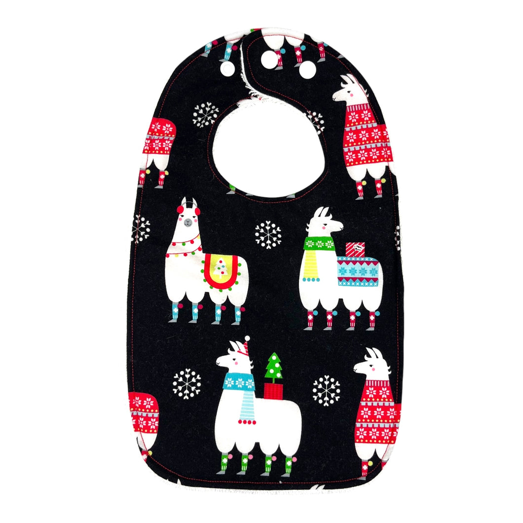 Everyday Bib in 'Feliz Llamadad Black'