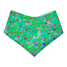 Load image into Gallery viewer, Colorful floral patterned bandana bib on a white background
