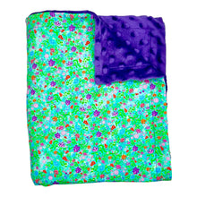 Load image into Gallery viewer, Floral-patterned blanket with a purple background
