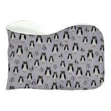 Load image into Gallery viewer, Burpcloth with owl pattern on a light purple background.
