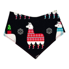 Load image into Gallery viewer, Bandana Bib in &#39;Feliz Llamadad Black&#39;
