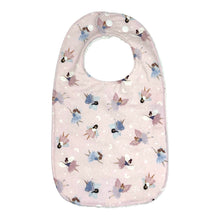 Load image into Gallery viewer, Baby bib with fairy pattern on a light pink background
