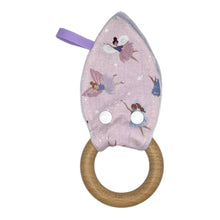 Load image into Gallery viewer, Teething ring with fairy design on a white background
