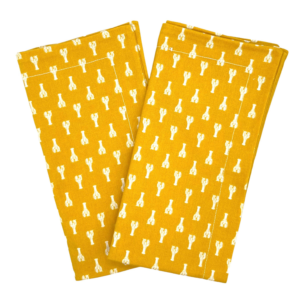 Dinner Napkins in Gold Mini Lobsters (Set of 2)