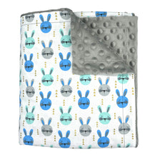 Load image into Gallery viewer, Blanket in &#39;Bunny Hop in Blue&#39;
