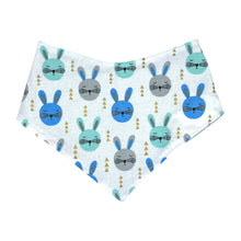 Load image into Gallery viewer, Bandana Bib in &quot;Bunny Hop in Blue&quot;
