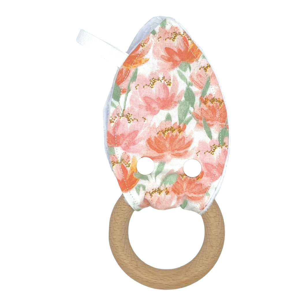 Teether in ‘Peach Floral’