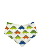 Load image into Gallery viewer, Bandana Bib in &quot;Dino Parade in White&quot;
