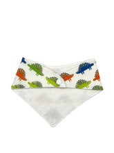 Load image into Gallery viewer, Bandana Bib in &quot;Dino Parade in White&quot;
